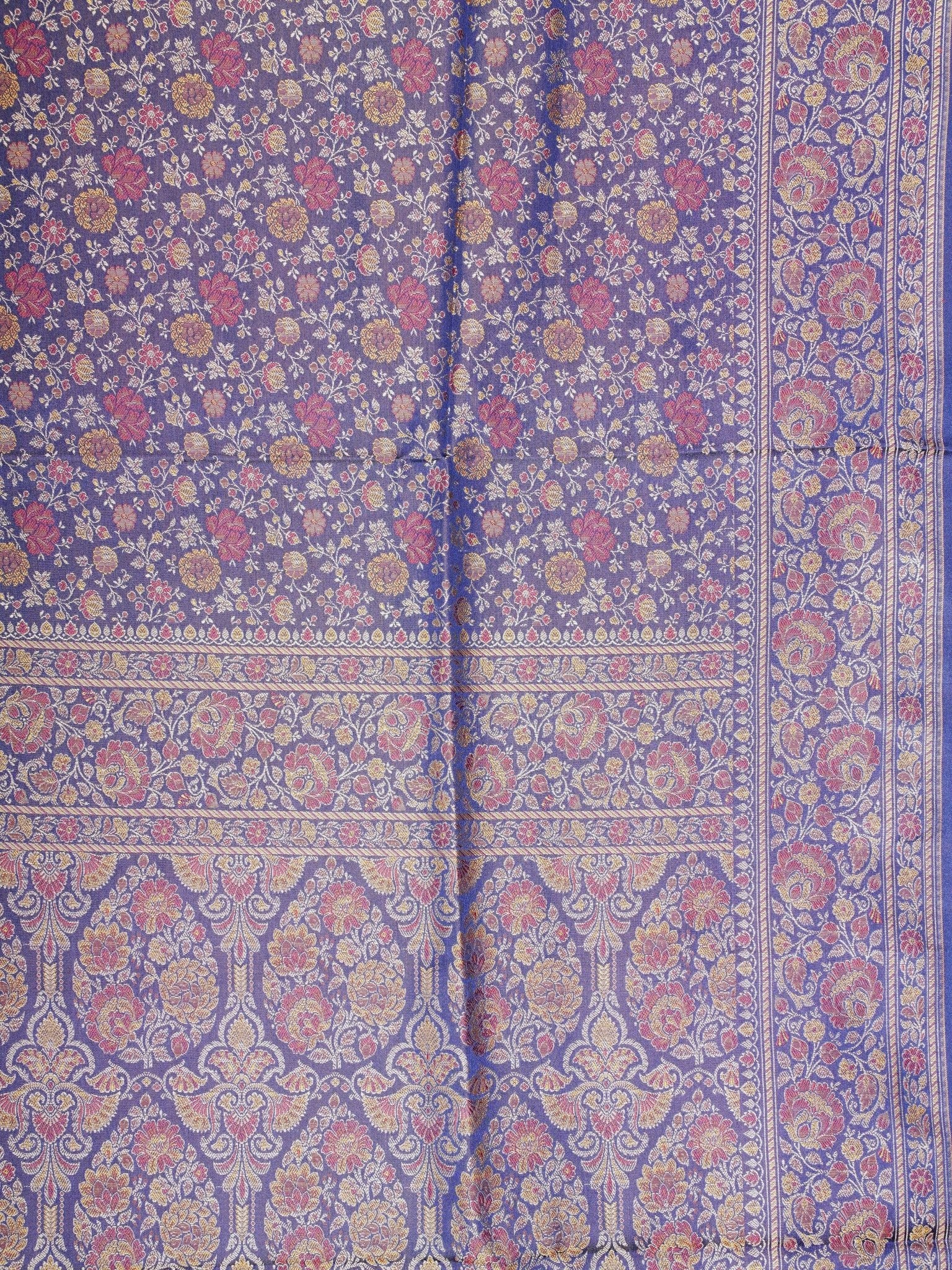 Katan Royal Blue Semi Mushru - Manoranjitham Weaves - Handloom Store