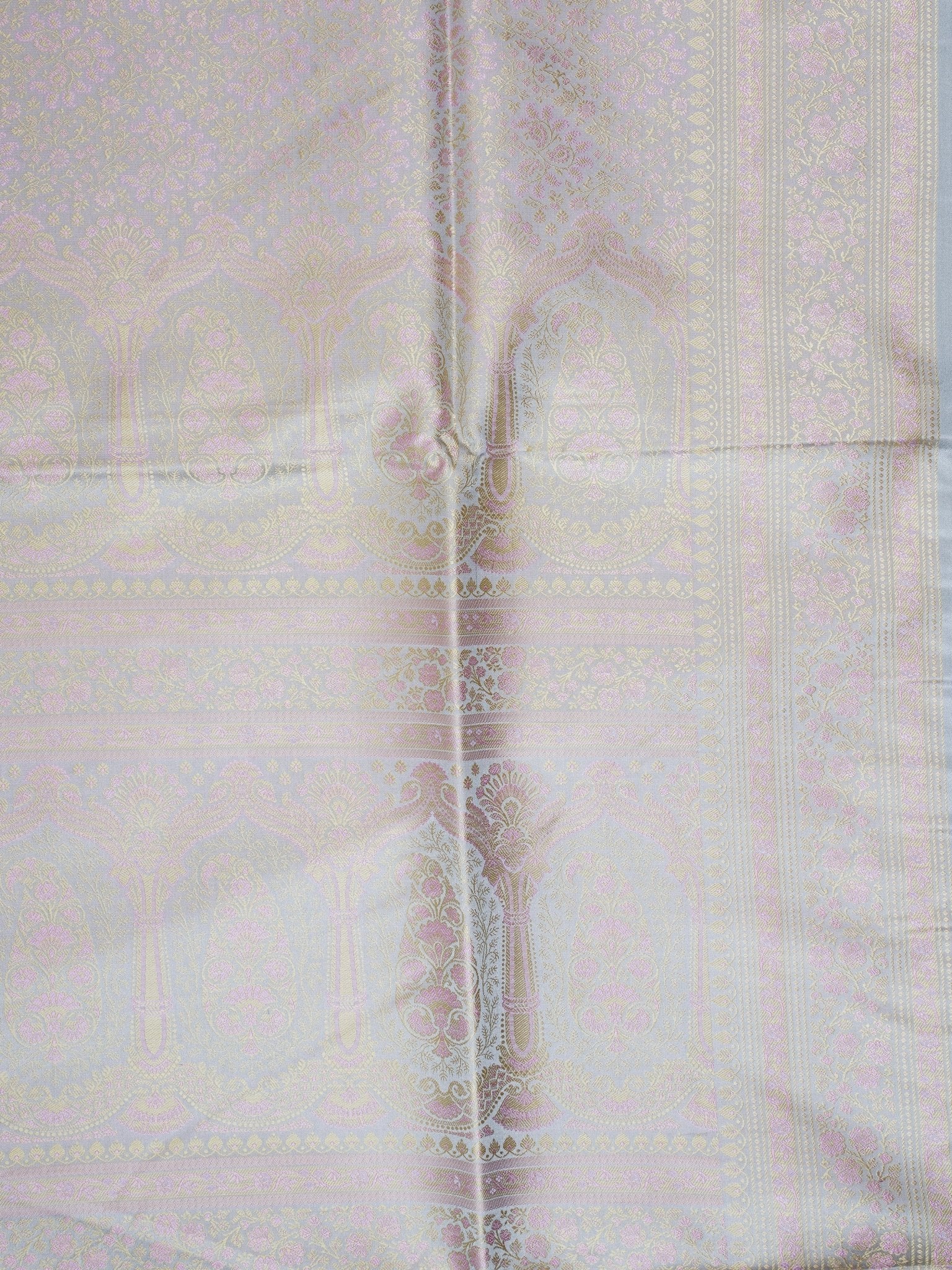 Katan Grey Semi Mushru - Manoranjitham Weaves - Handloom Store