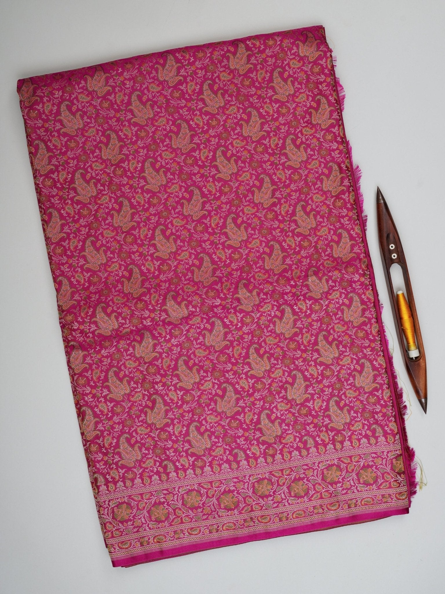Katan Pink Semi Mushru - Manoranjitham Weaves - Handloom Store