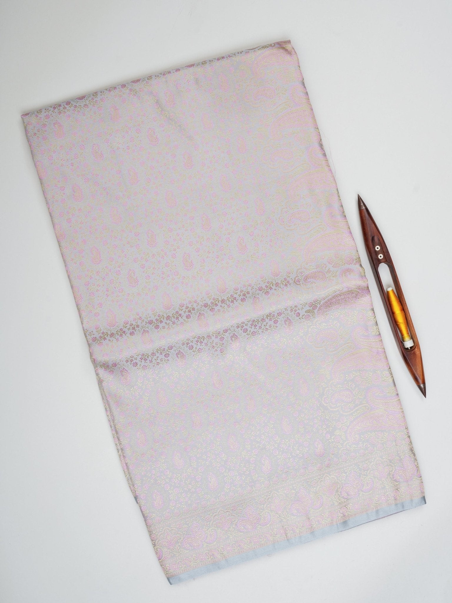 Katan Grey Semi Mushru - Manoranjitham Weaves - Handloom Store
