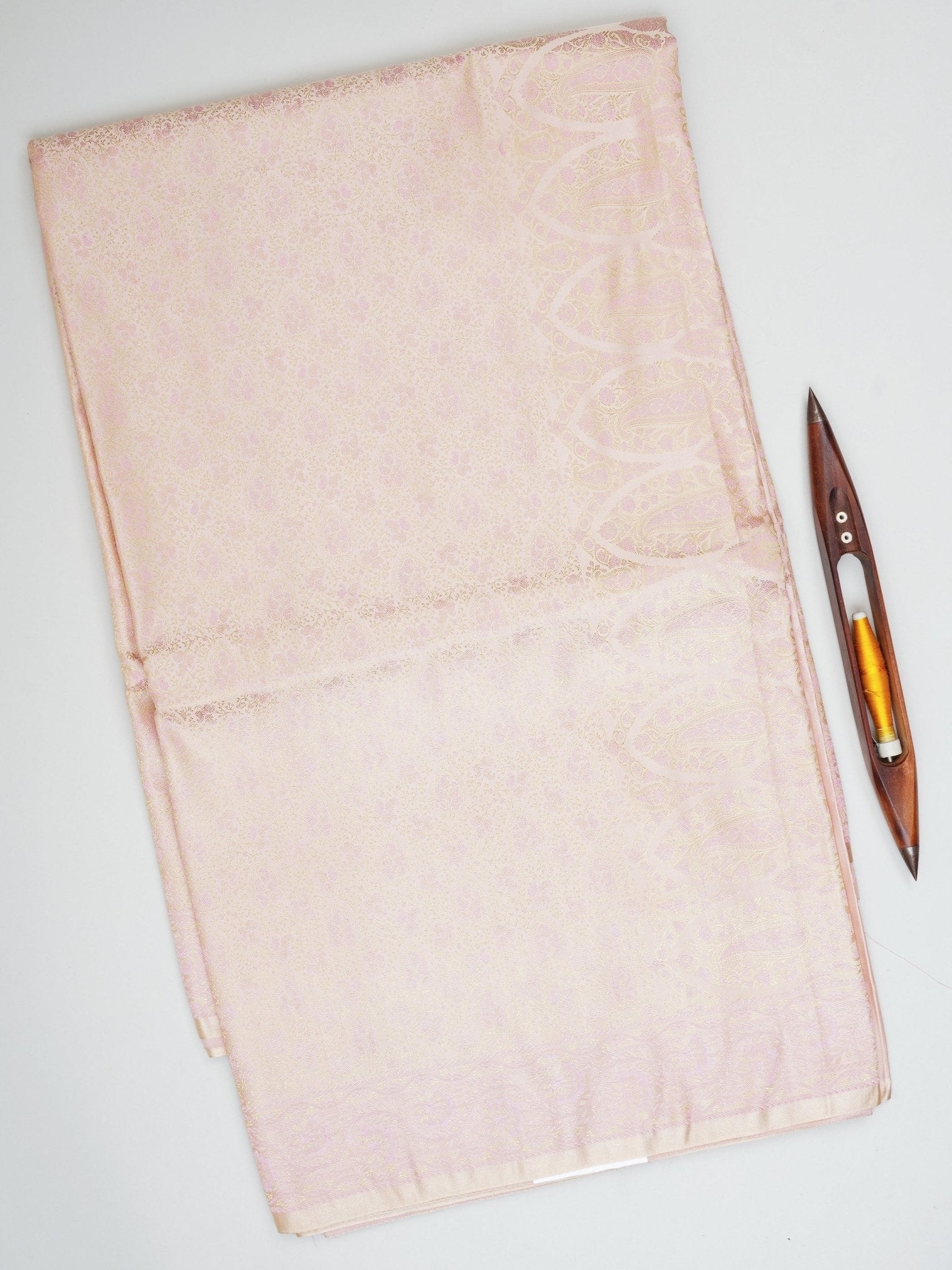 Katan Cream Semi Mushru - Manoranjitham Weaves - Handloom Store