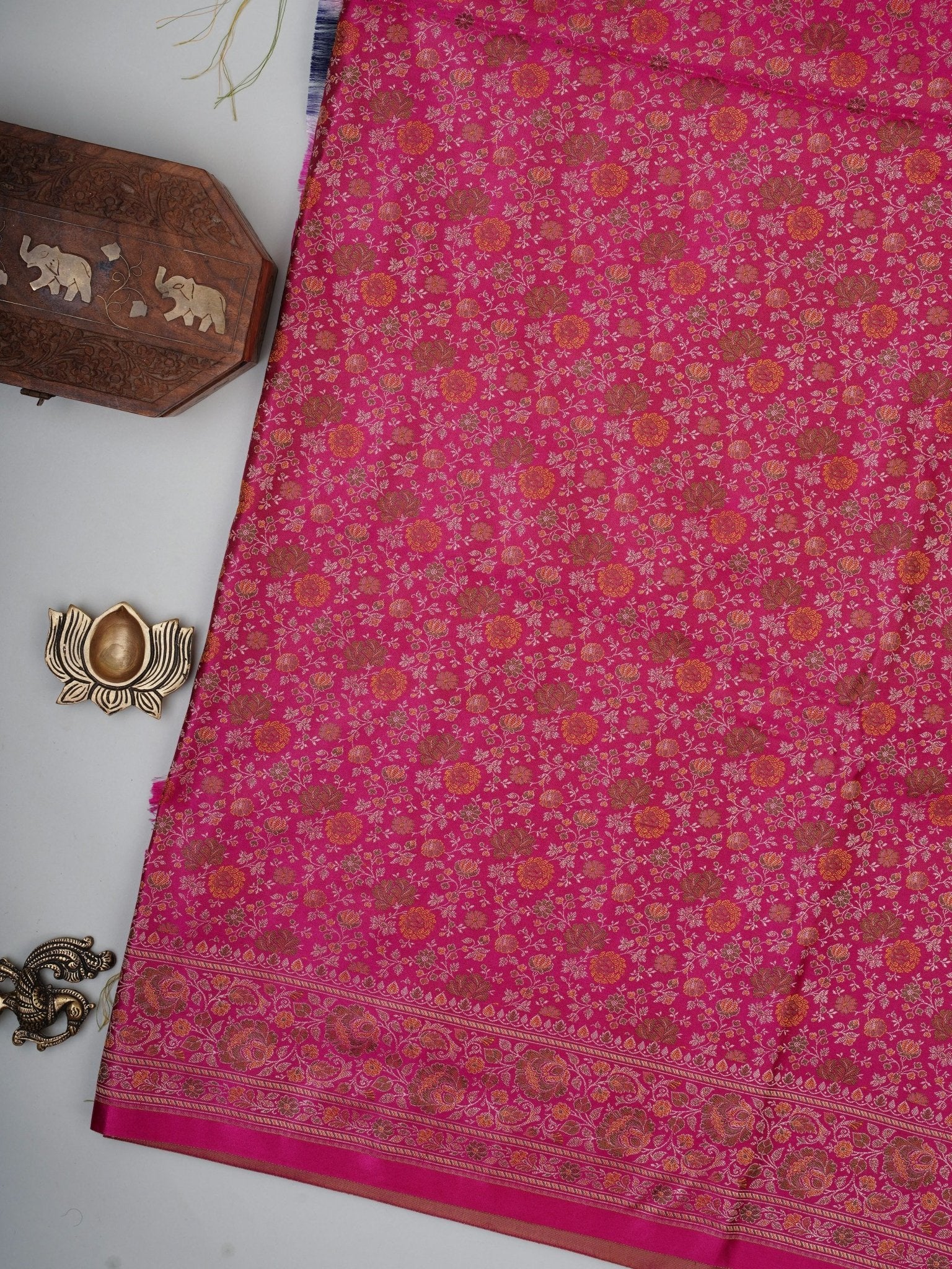 Katan Pink Semi Mushru - Manoranjitham Weaves - Handloom Store