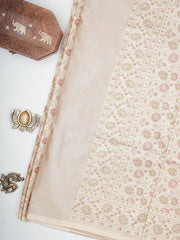 Katan Beige Semi Mushru Manoranjitham Weaves - Handloom Store