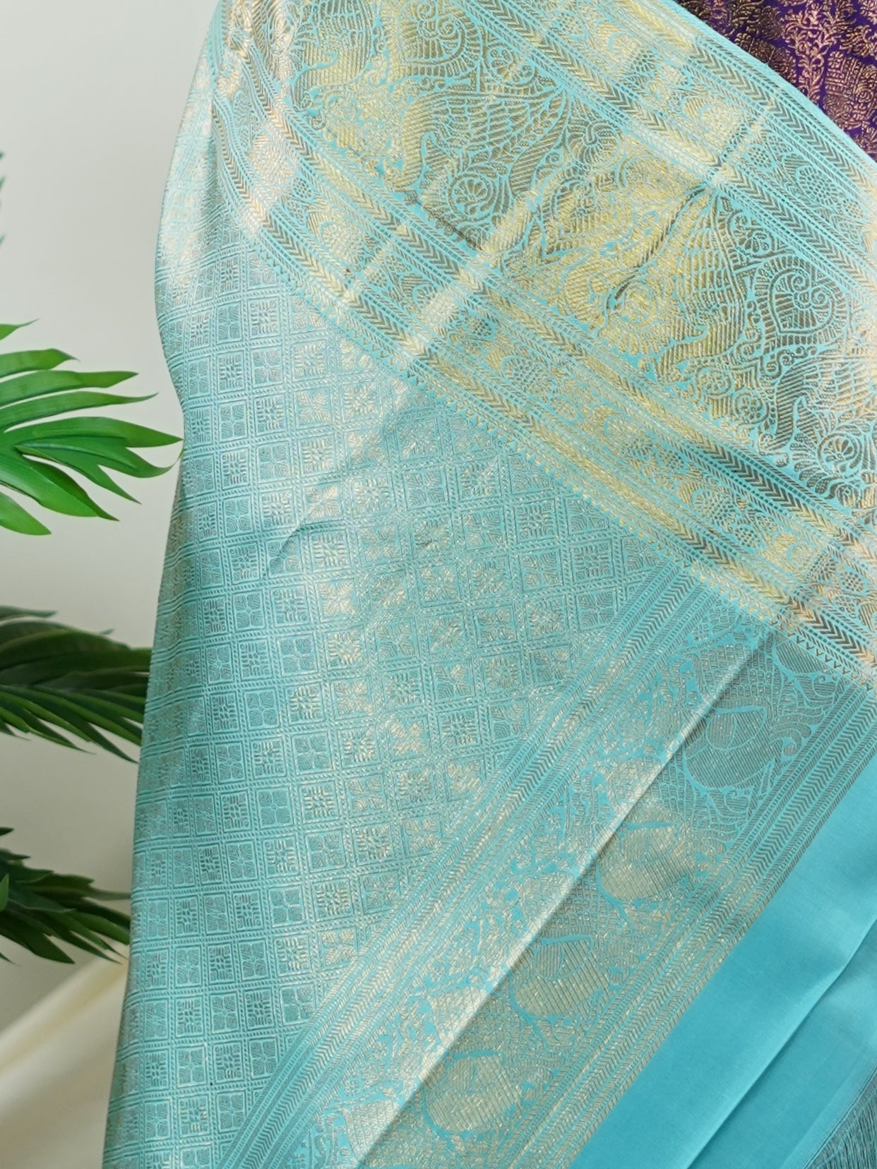 Kanchipuram Silk Cream 100% Pure Silk  - Manoranjitham Weaves - Handloom Store