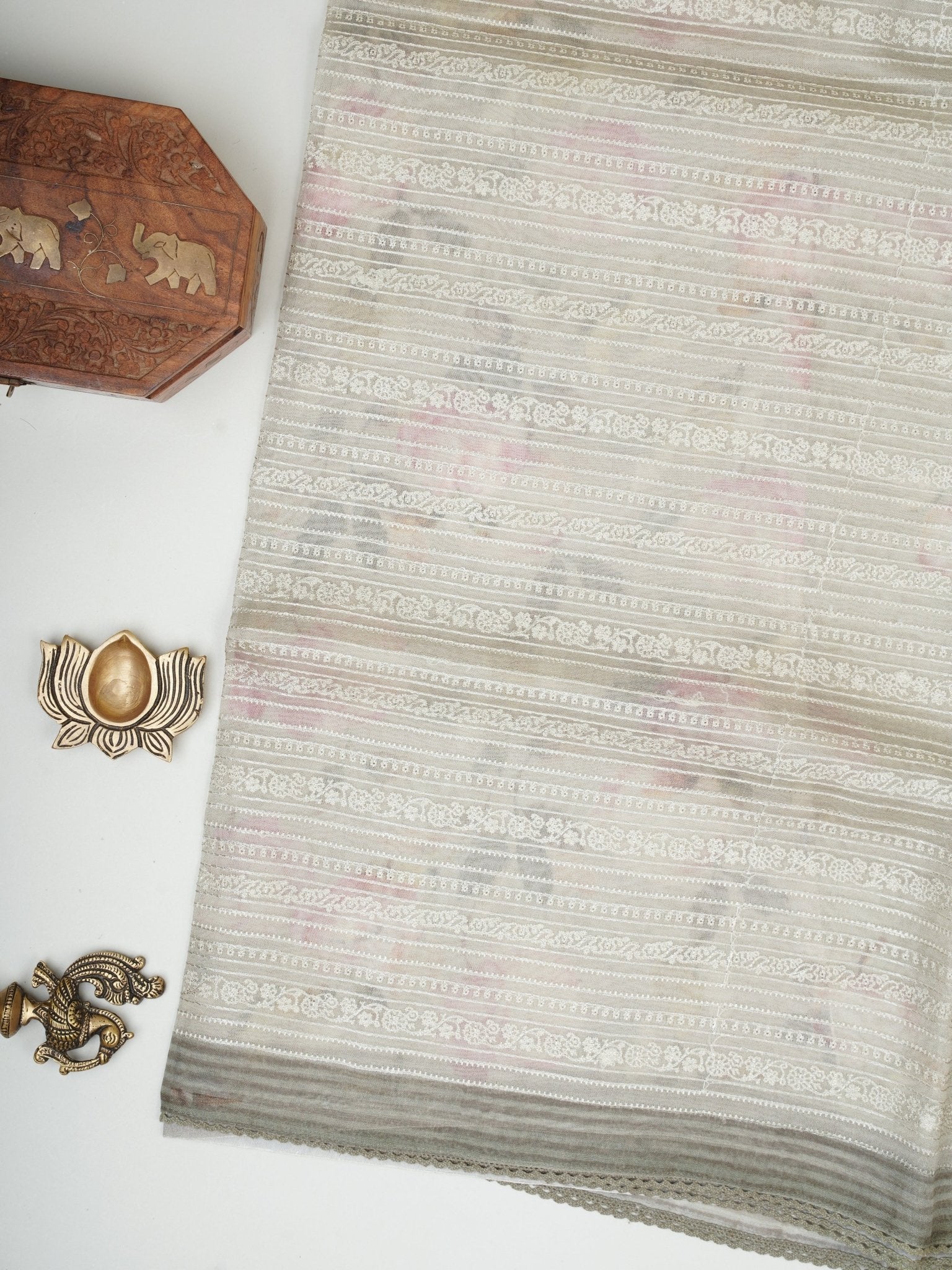 Organza Grey 100% Pure Organza Silk Manoranjitham Weaves - Handloom Store