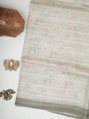 Organza Grey 100% Pure Organza Silk Manoranjitham Weaves - Handloom Store