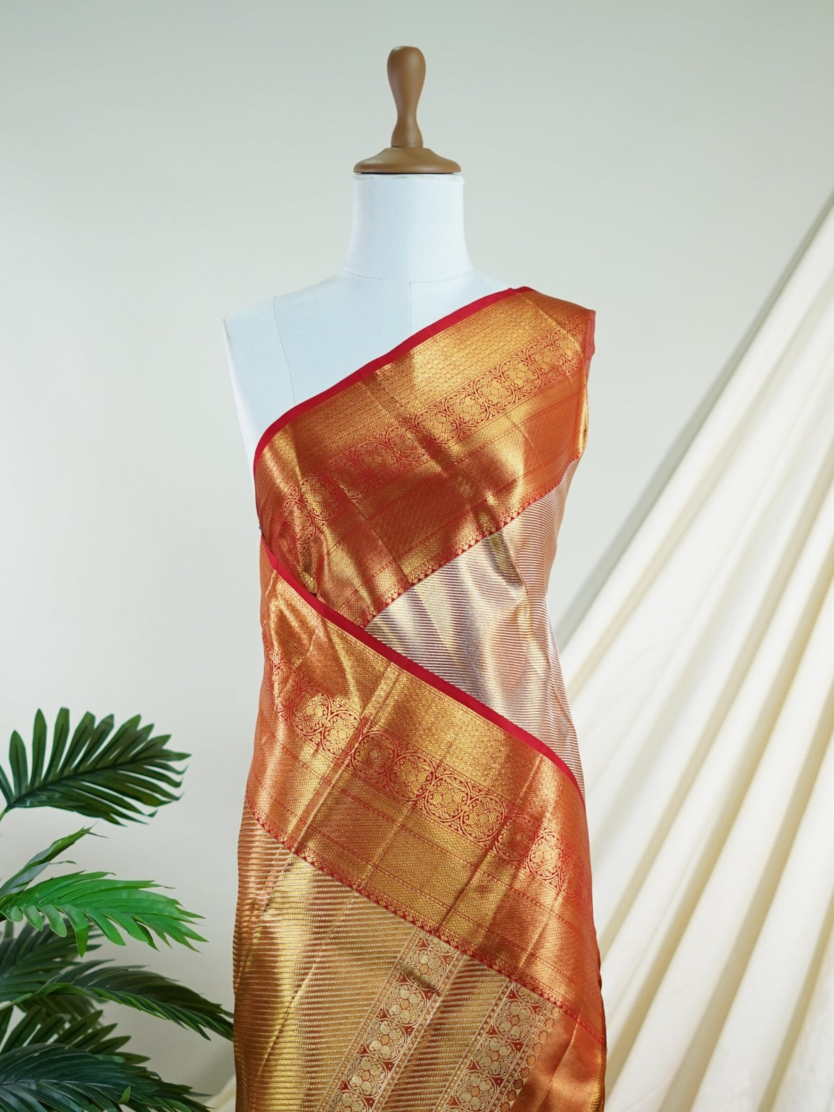 Kanchipuram Silk Gold tissue 100% Pure Silk  - Manoranjitham Weaves - Handloom Store