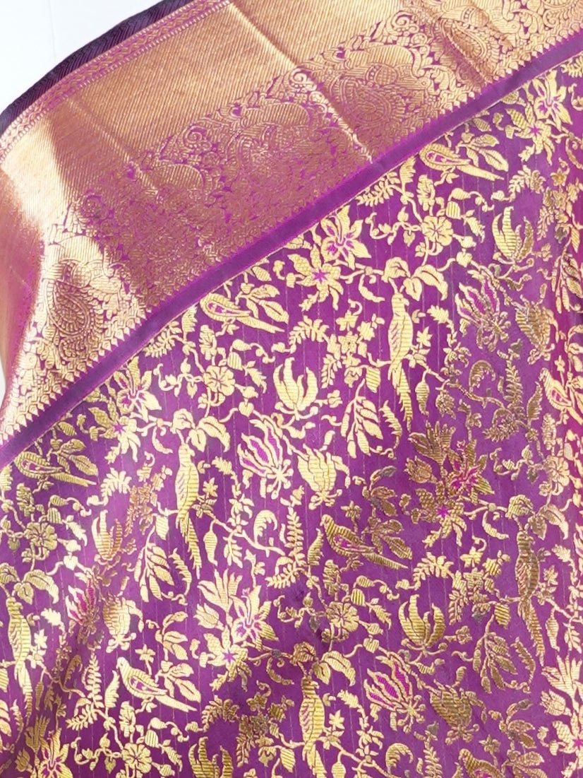 Kanchipuram Silk wine 100% Pure Silk  - Manoranjitham Weaves - Handloom Store