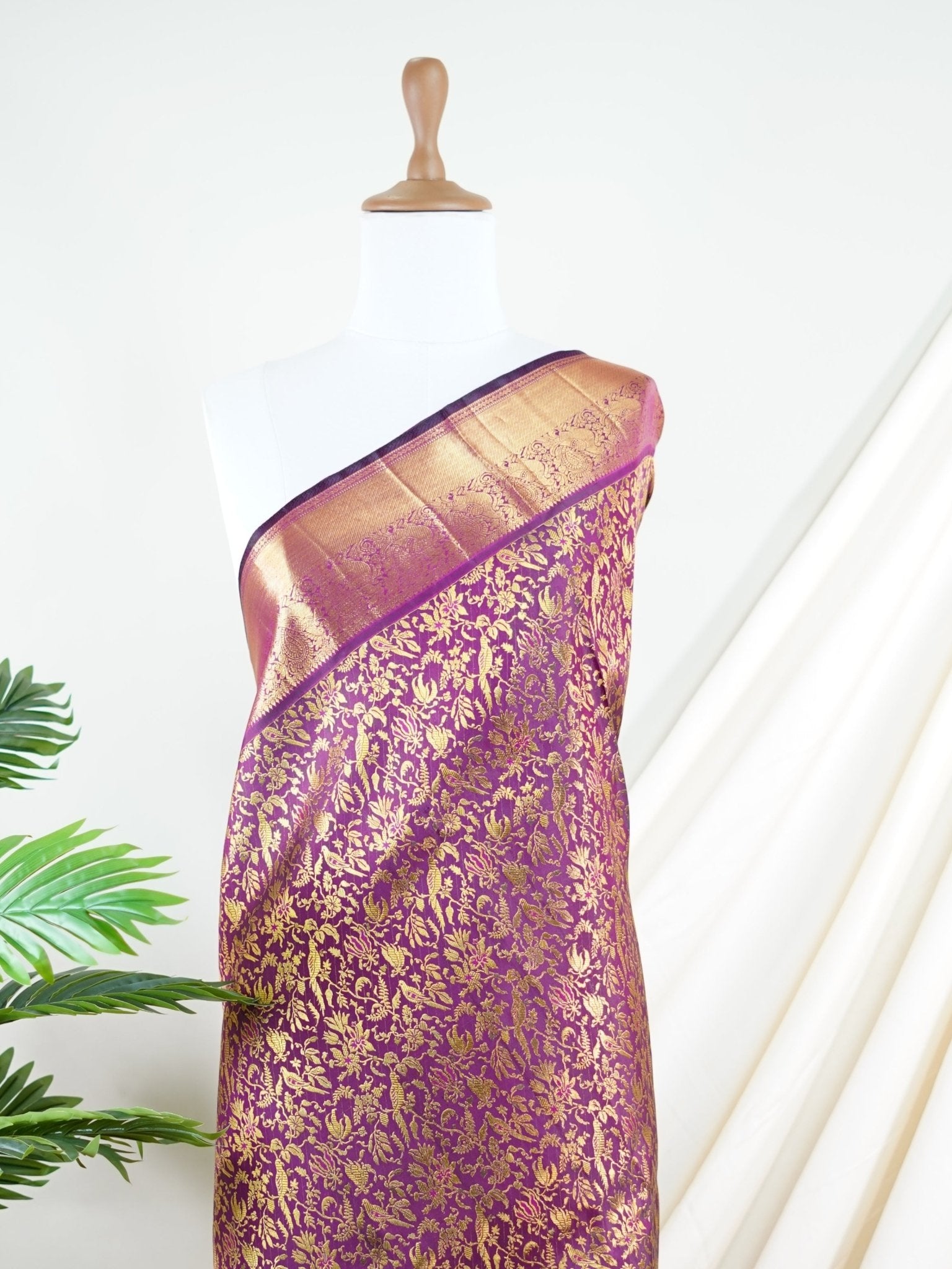 Kanchipuram Silk wine 100% Pure Silk  - Manoranjitham Weaves - Handloom Store