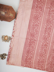 Satin Salmon Semi Mushru Manoranjitham Weaves - Handloom Store