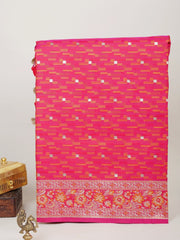 Katan Pink Semi Katan Silk Manoranjitham Weaves - Handloom Store