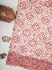 Satin Salmon Semi Mushru Manoranjitham Weaves - Handloom Store