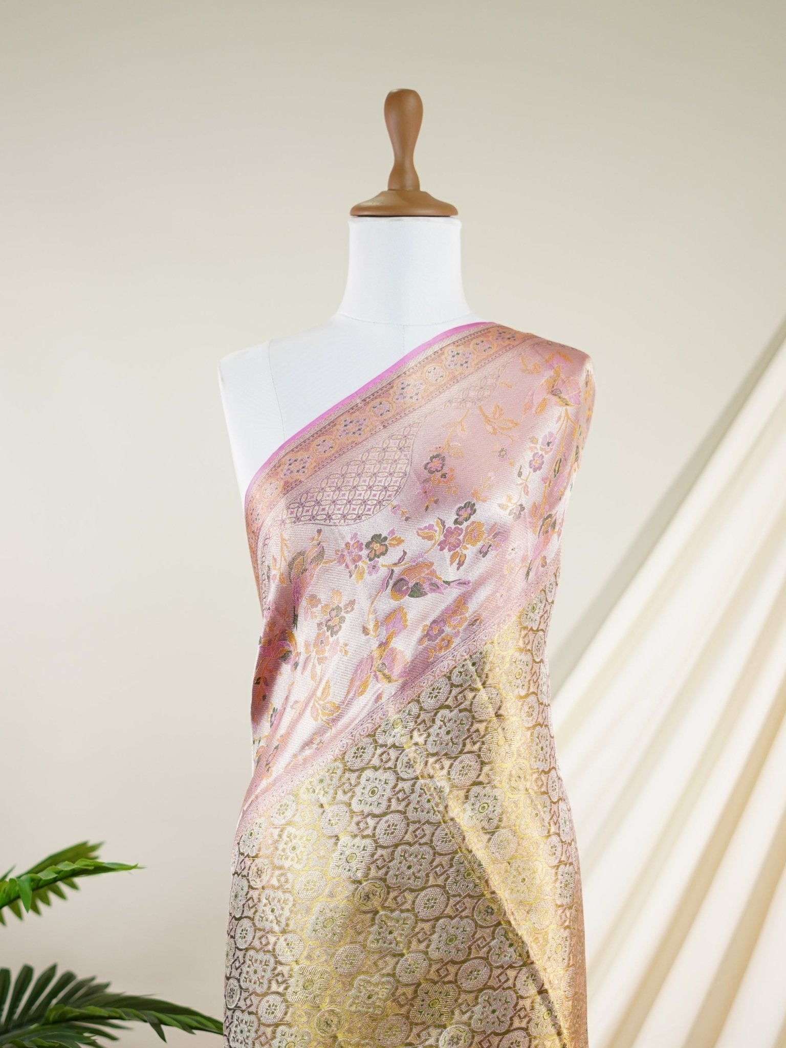 Kanchipuram Silk Golden 100% Pure Silk  - Manoranjitham Weaves - Handloom Store