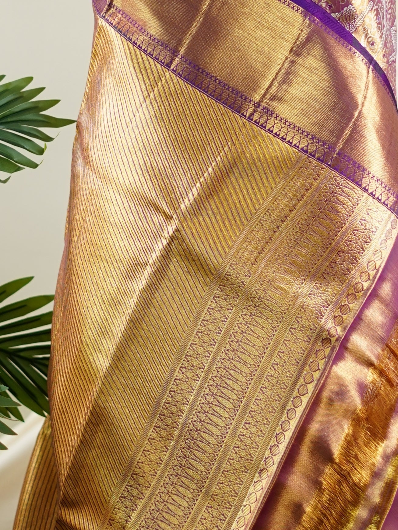 Kanchipuram Silk Peach 100% Pure Silk  - Manoranjitham Weaves - Handloom Store