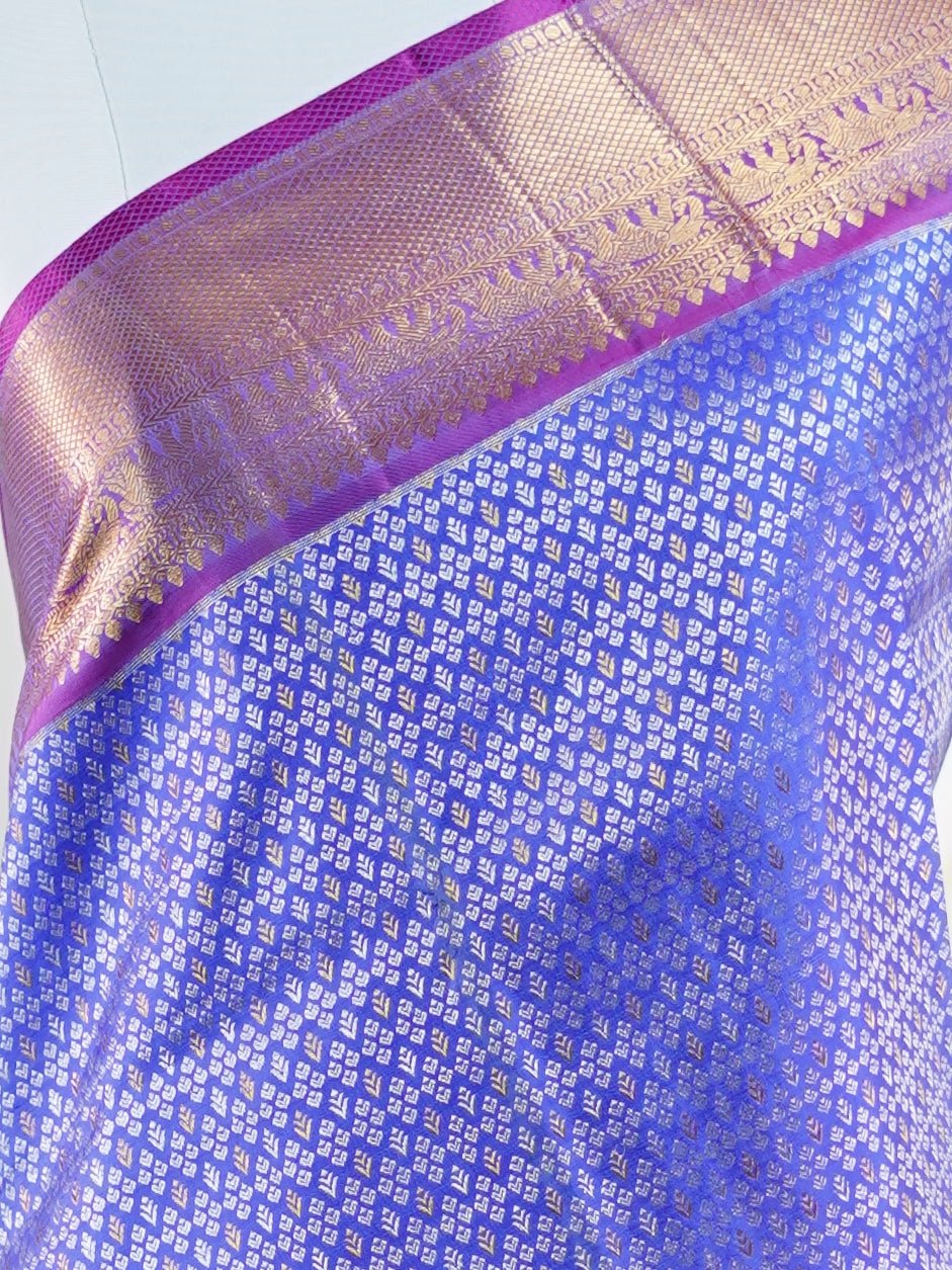 Kanchipuram Silk Royal Blue 100% Pure Silk  - Manoranjitham Weaves - Handloom Store