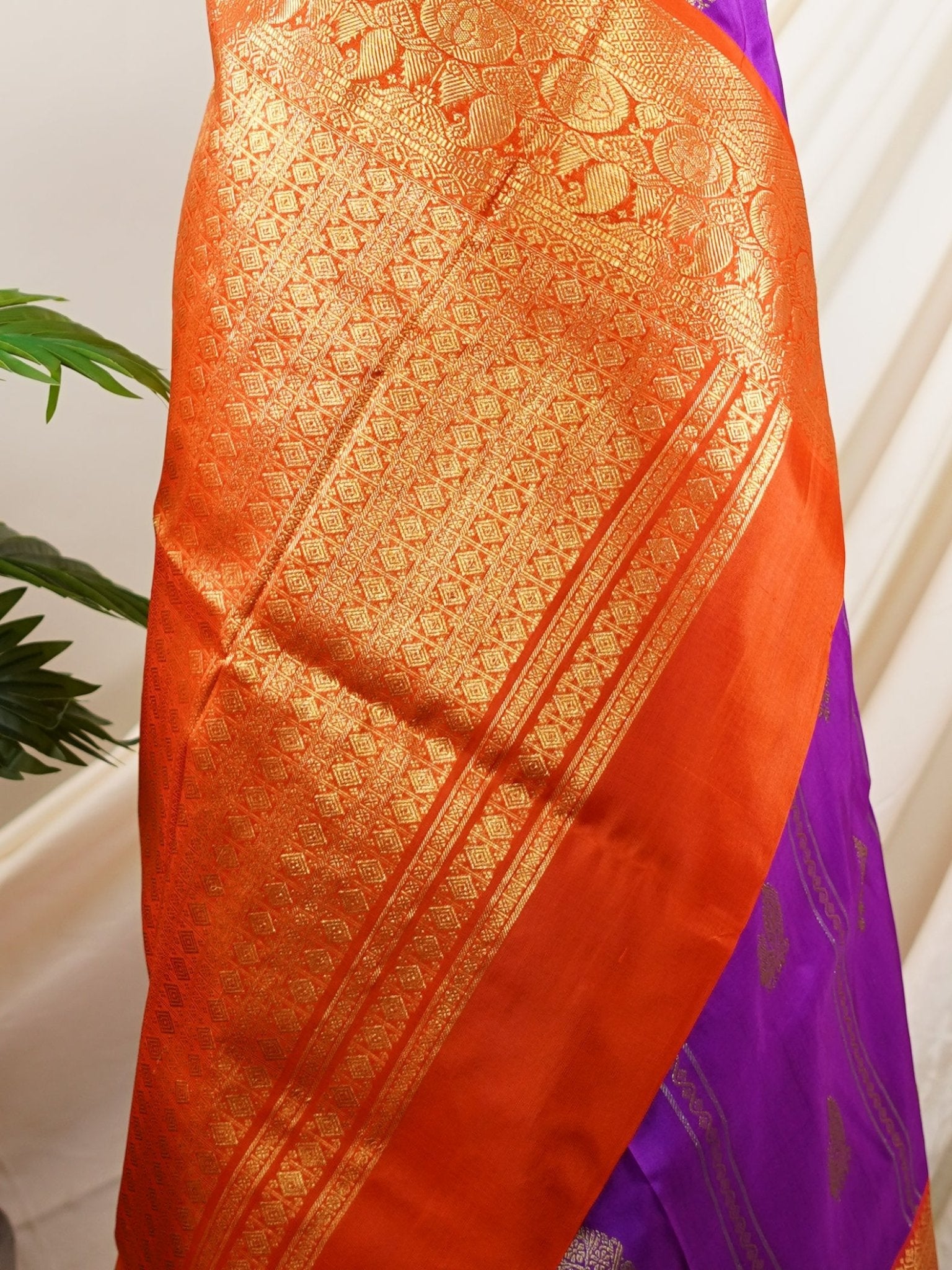 Venkatagiri Silk Purple 100% Pure Silk  - Manoranjitham Weaves - Handloom Store