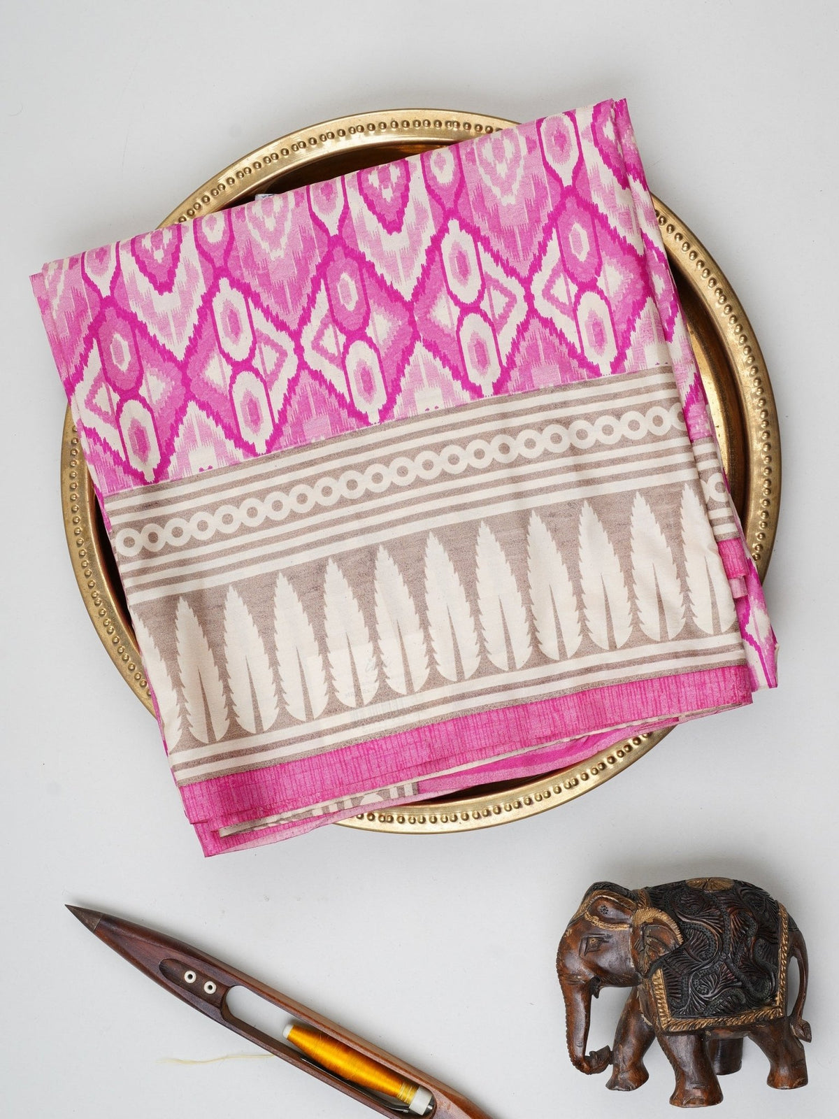 Satin Pink Semi Mushru Manoranjitham Weaves - Handloom Store