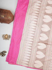 Satin Pink Semi Mushru Manoranjitham Weaves - Handloom Store