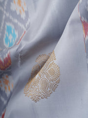 Kanchipuram Silk Grey 100% Pure Silk  Manoranjitham Weaves - Handloom Store