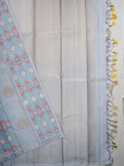 Kanchipuram Silk Grey 100% Pure Silk  Manoranjitham Weaves - Handloom Store