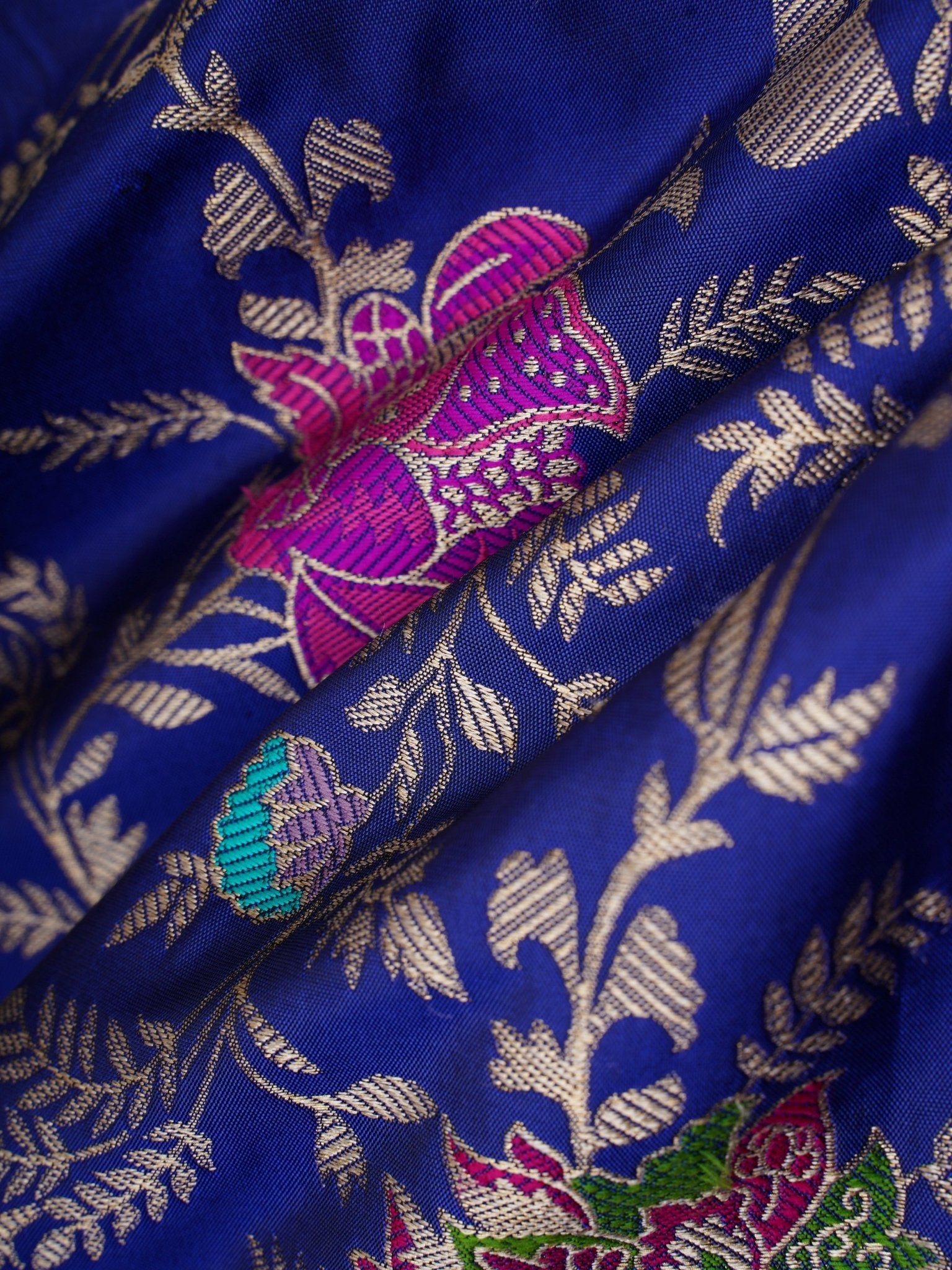 Katan Ink Blue Katan Semi Silk Manoranjitham Weaves - Handloom Store