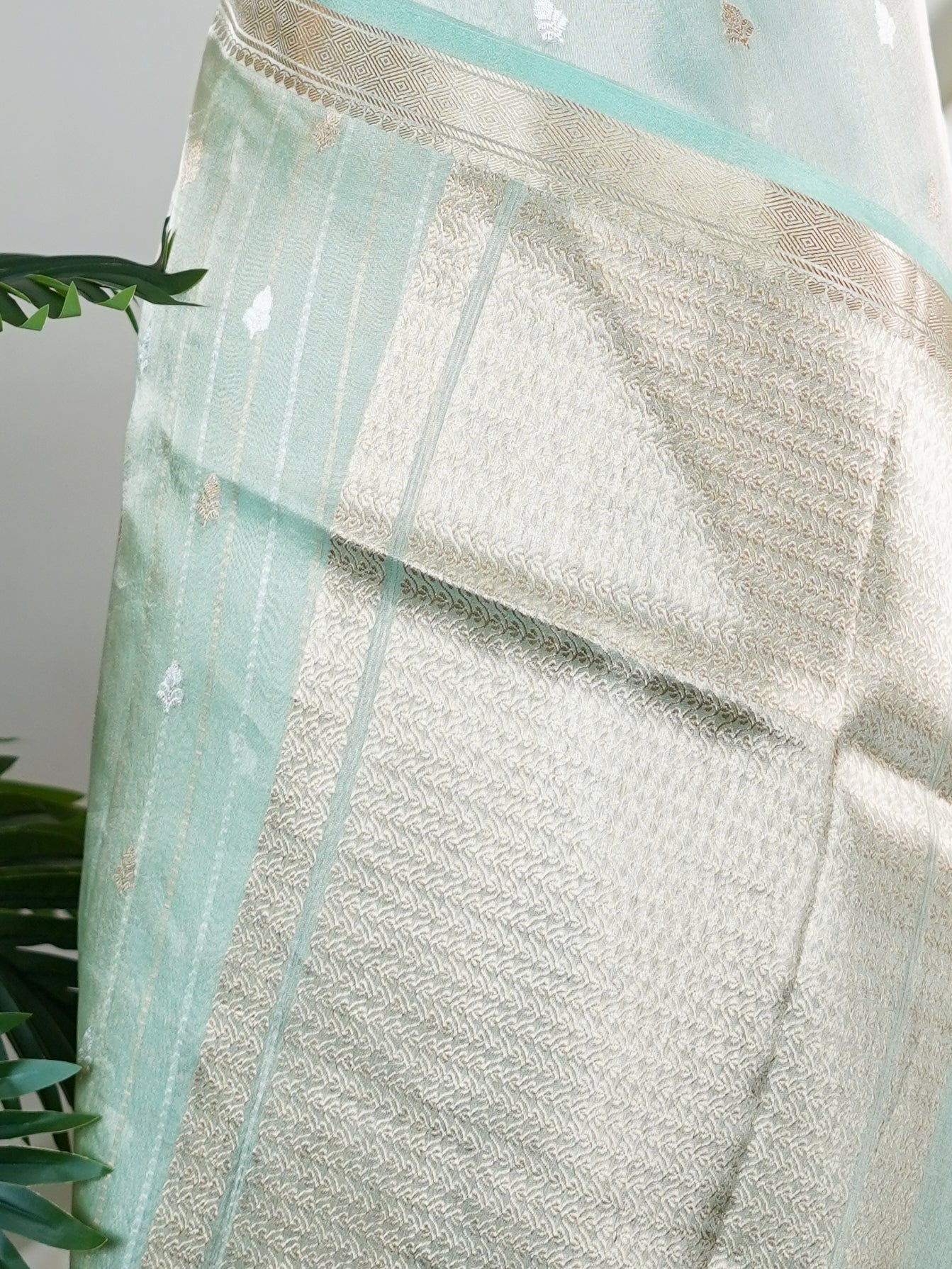 Tissue Powder Blue 100% Pure Tissue - Manoranjitham Weaves - Handloom Store