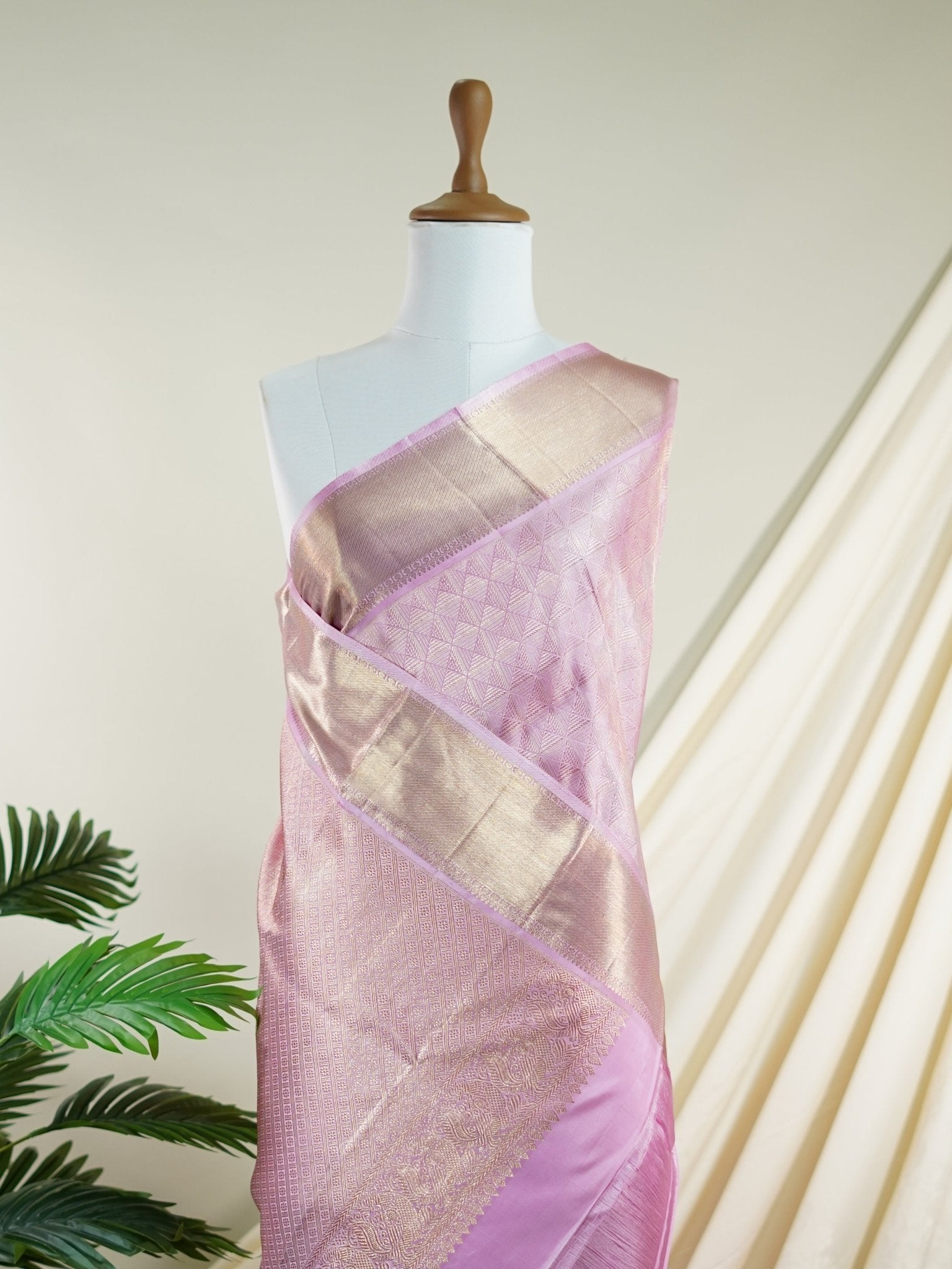 Kanchipuram Silk Baby Pink 100% Pure Silk  - Manoranjitham Weaves - Handloom Store