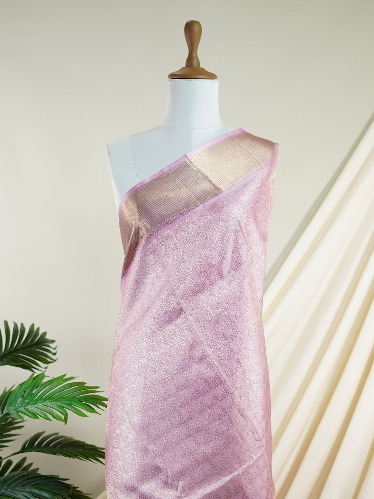 Kanchipuram Silk Baby Pink 100% Pure Silk  - Manoranjitham Weaves - Handloom Store