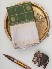 Kanchipuram Silk Green 100% Pure Silk  Manoranjitham Weaves - Handloom Store