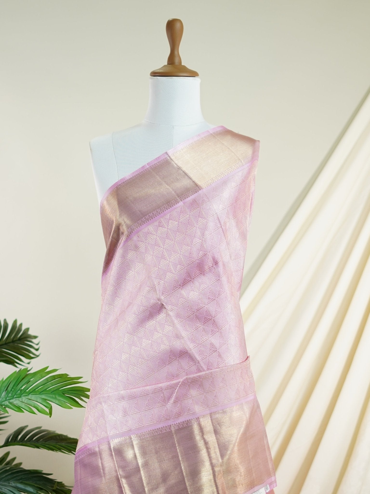 Kanchipuram Silk Baby Pink 100% Pure Silk  - Manoranjitham Weaves - Handloom Store
