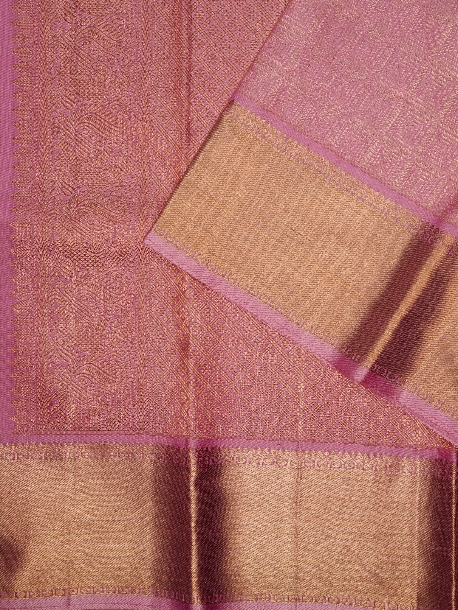 Kanchipuram Silk Baby Pink 100% Pure Silk  Manoranjitham Weaves - Handloom Store