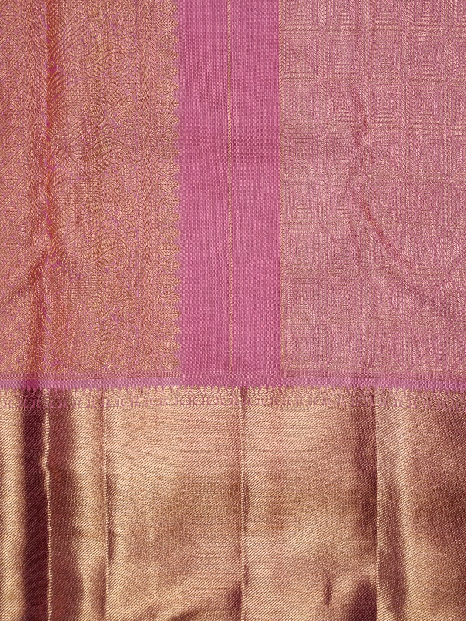 Kanchipuram Silk Baby Pink 100% Pure Silk  Manoranjitham Weaves - Handloom Store