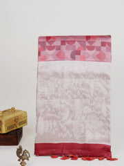 Katan Cream Semi Silk Manoranjitham Weaves - Handloom Store