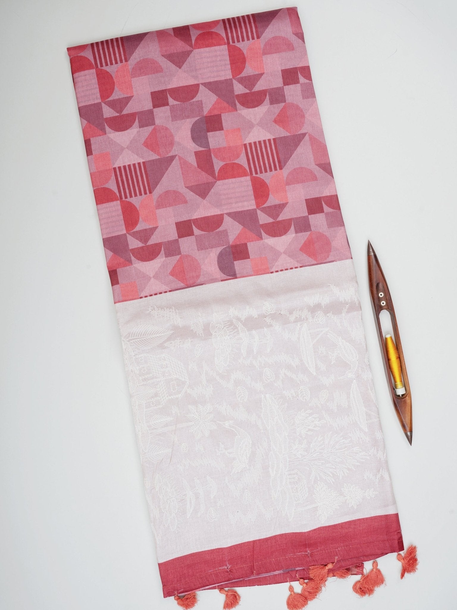 Katan Cream Semi Silk Manoranjitham Weaves - Handloom Store