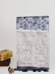 Katan Cream Semi Silk Manoranjitham Weaves - Handloom Store