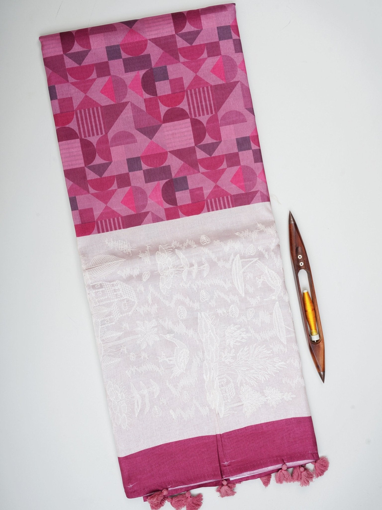 Katan Cream Semi Silk Manoranjitham Weaves - Handloom Store