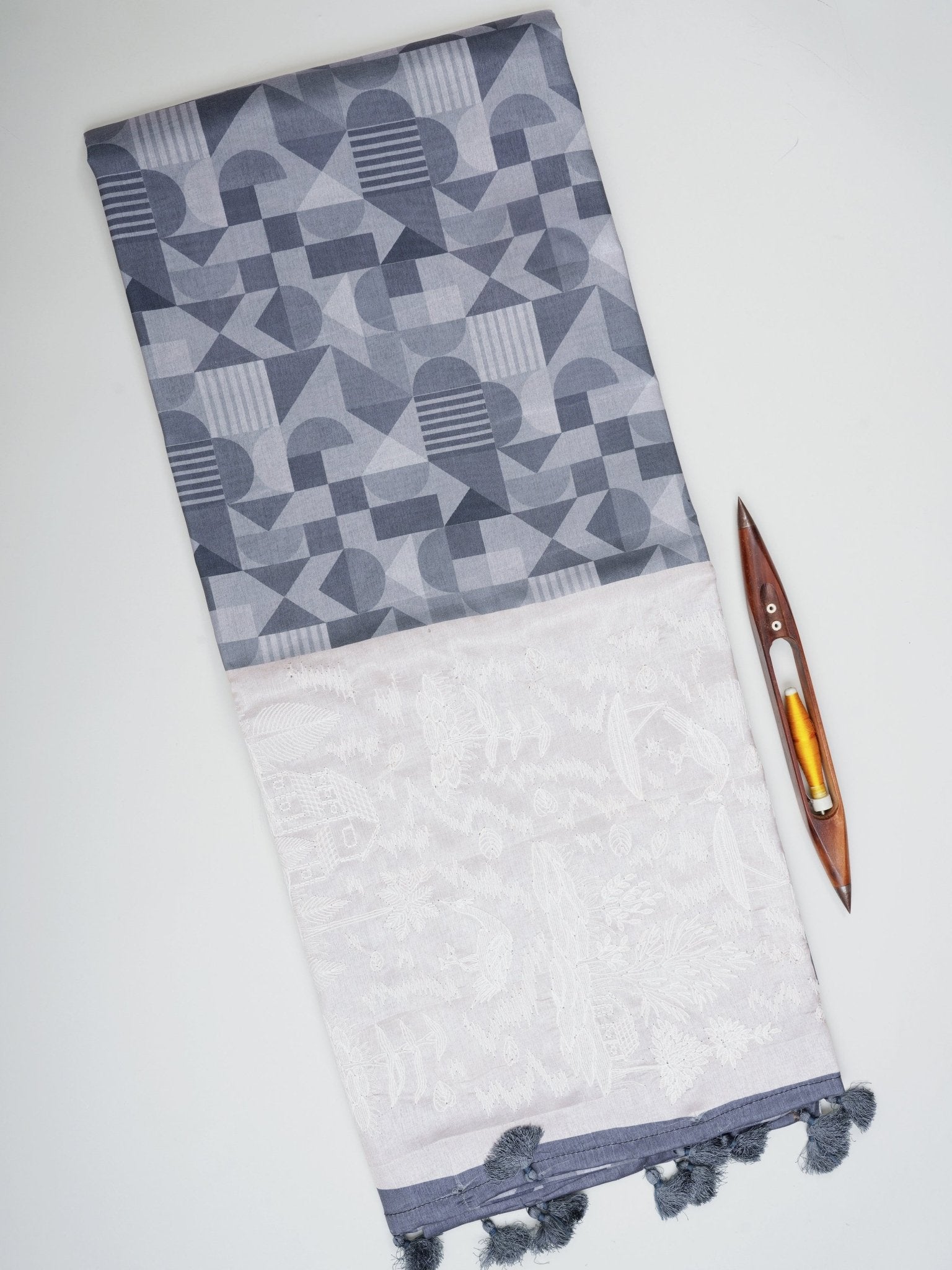 Katan Cream Semi Silk Manoranjitham Weaves - Handloom Store