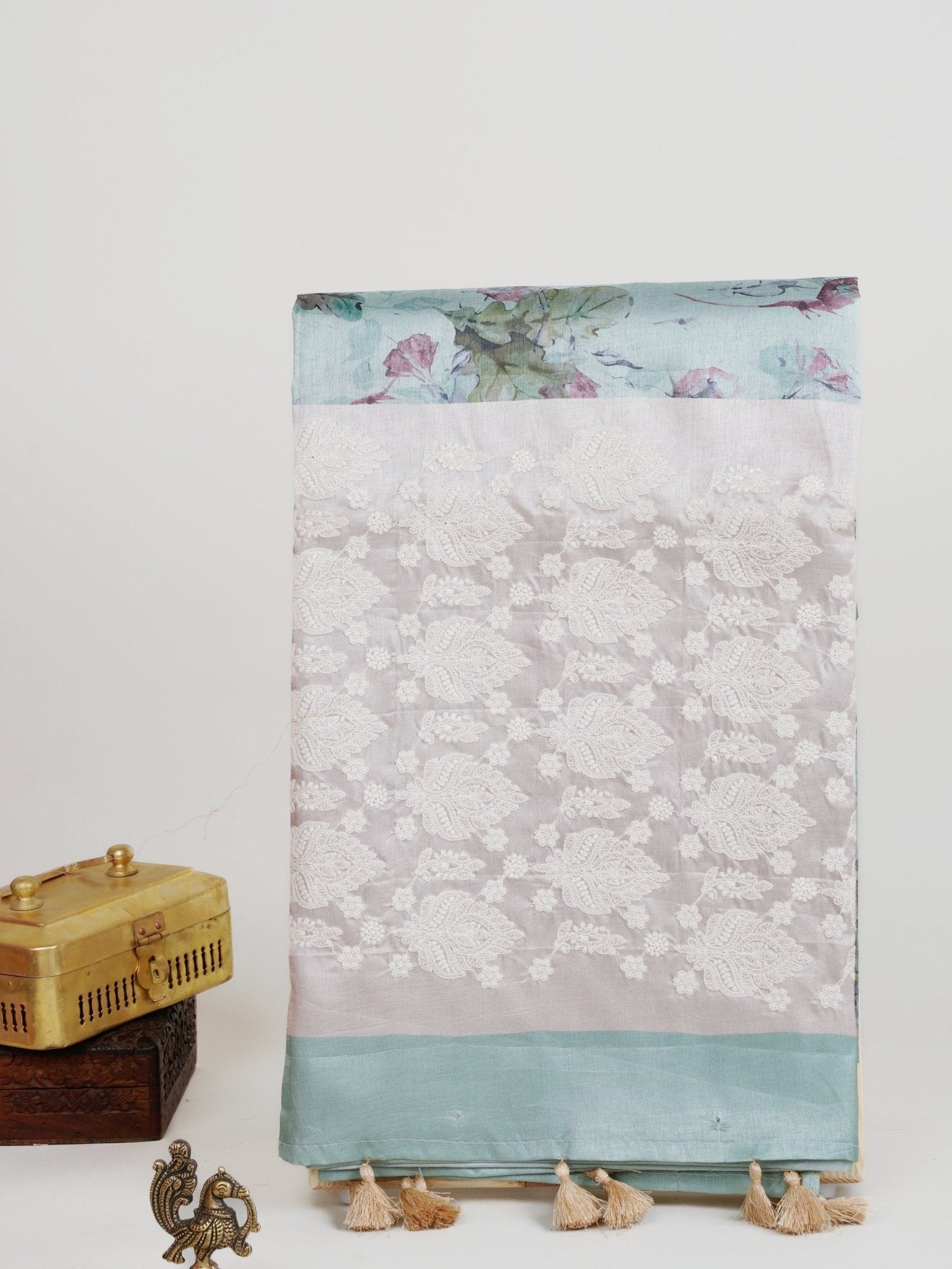 Katan Cream Semi Silk Manoranjitham Weaves - Handloom Store