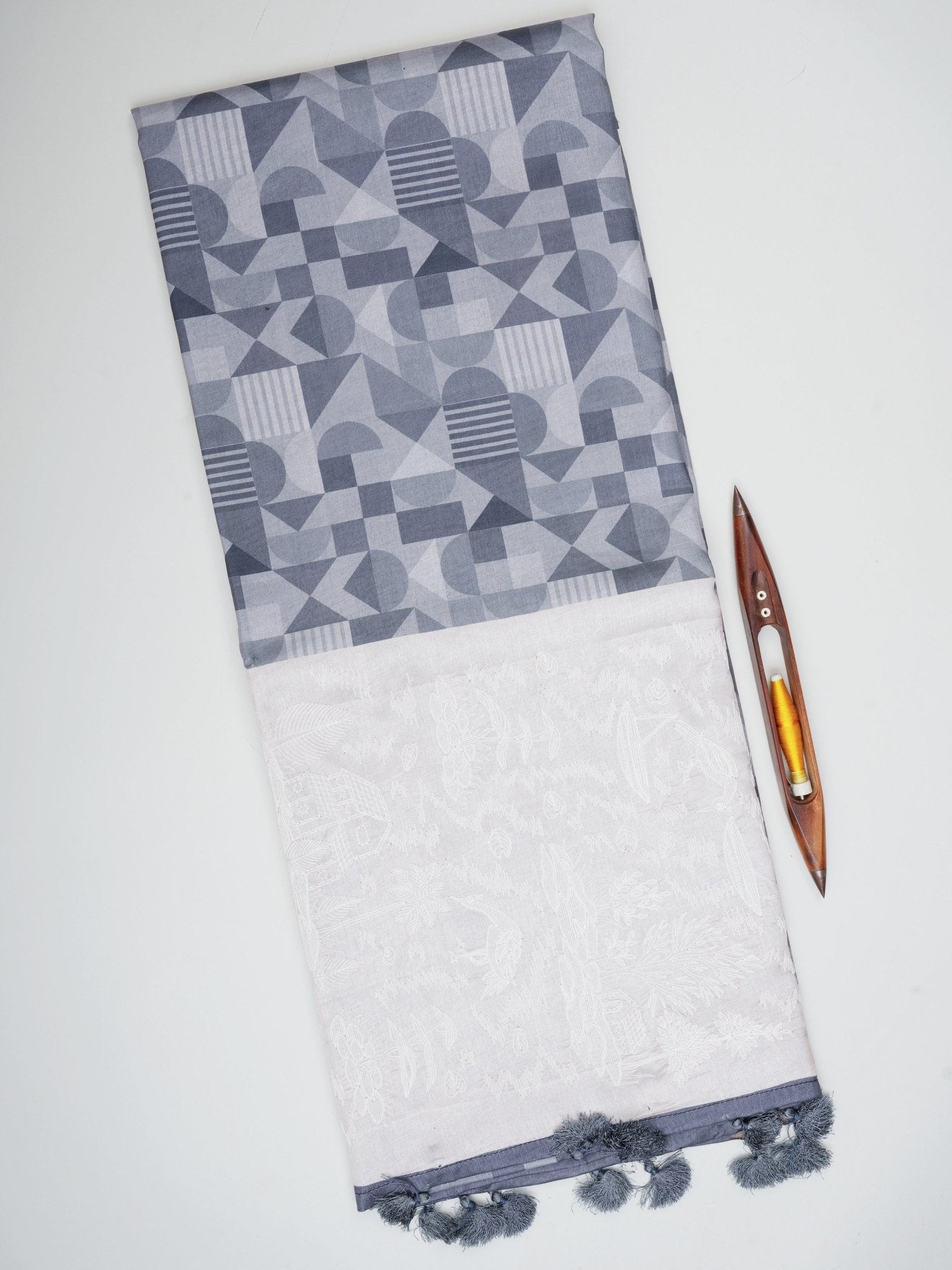 Katan Cream Semi Silk Manoranjitham Weaves - Handloom Store