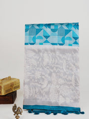 Katan Cream Semi Silk Manoranjitham Weaves - Handloom Store
