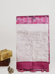 Katan Cream Semi Silk Manoranjitham Weaves - Handloom Store