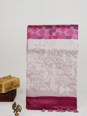 Katan Cream Semi Silk Manoranjitham Weaves - Handloom Store