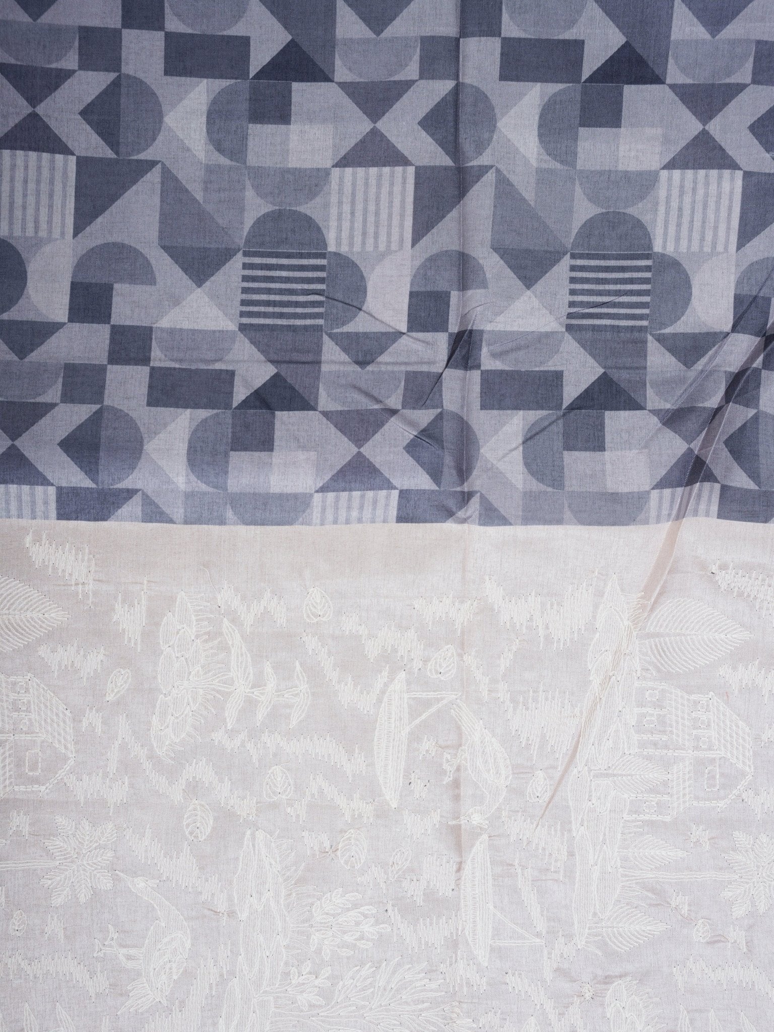 Katan Cream Semi Silk Manoranjitham Weaves - Handloom Store