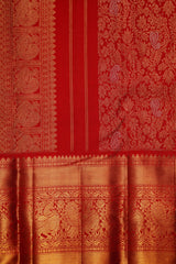 Kanchipuram Silk Dark Orange 100% Pure Silk  Manoranjitham Weaves - Handloom Store