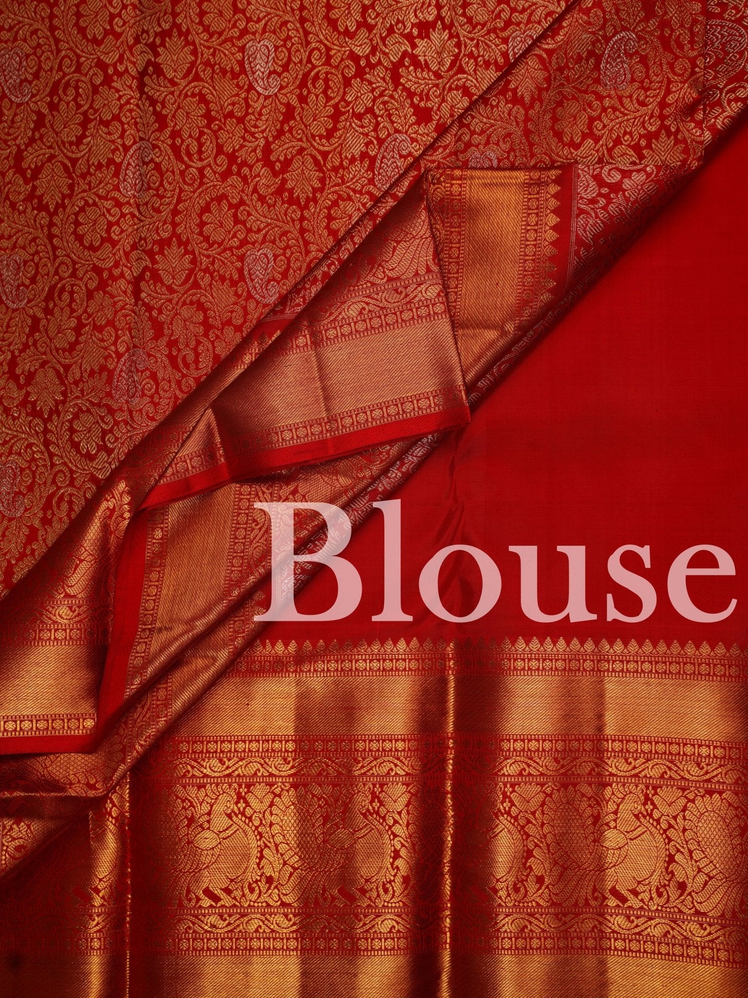 Kanchipuram Silk Dark Orange 100% Pure Silk  Manoranjitham Weaves - Handloom Store