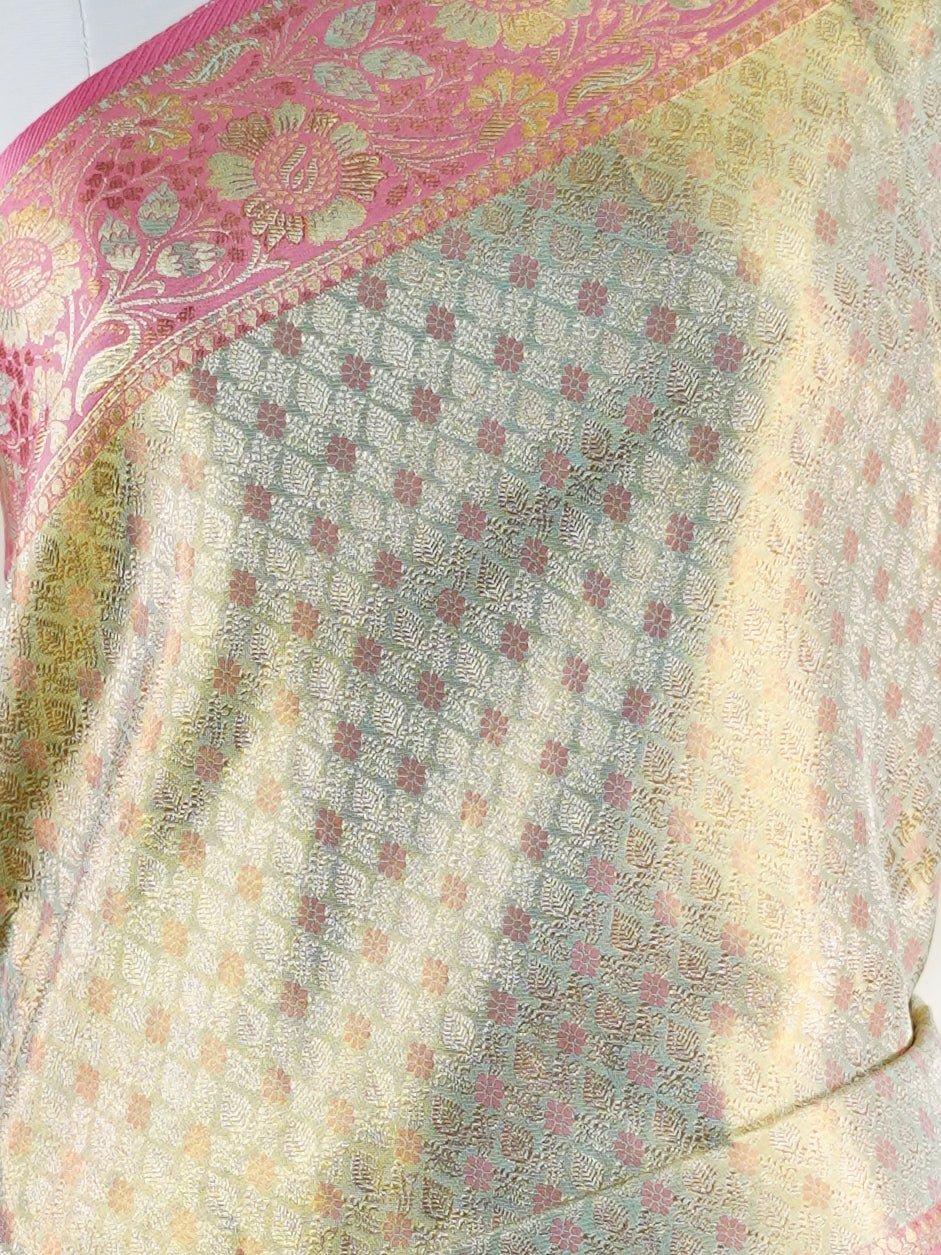 Kanchipuram Silk Peach 100% Pure Silk  - Manoranjitham Weaves - Handloom Store