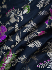 Katan Black Katan Semi Silk Manoranjitham Weaves - Handloom Store
