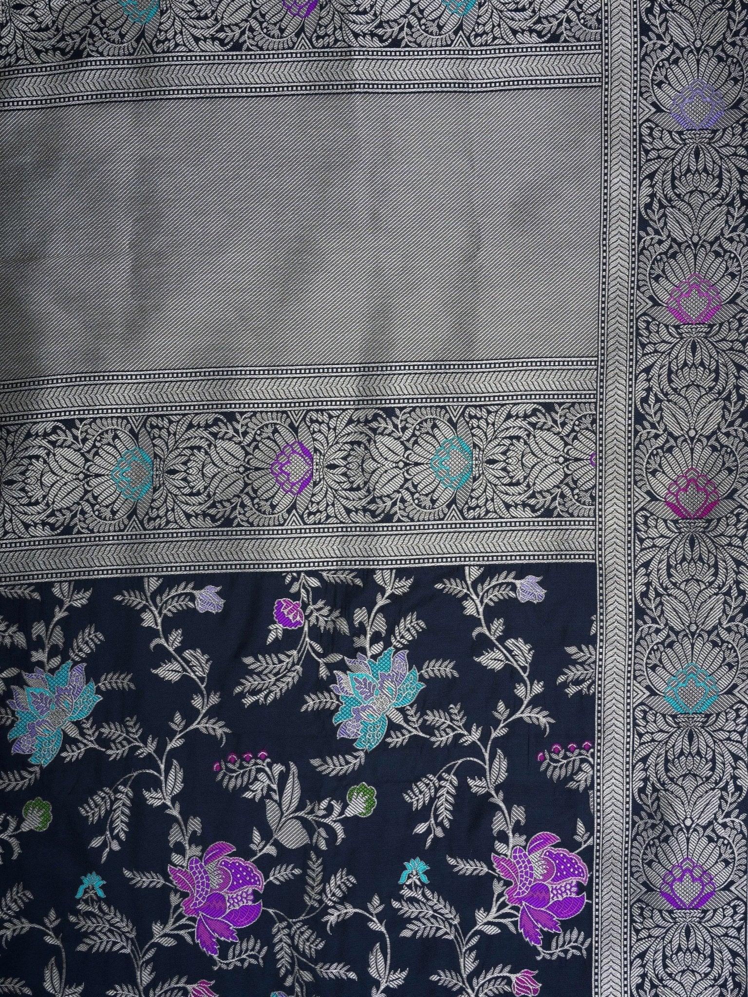 Katan Black Katan Semi Silk Manoranjitham Weaves - Handloom Store