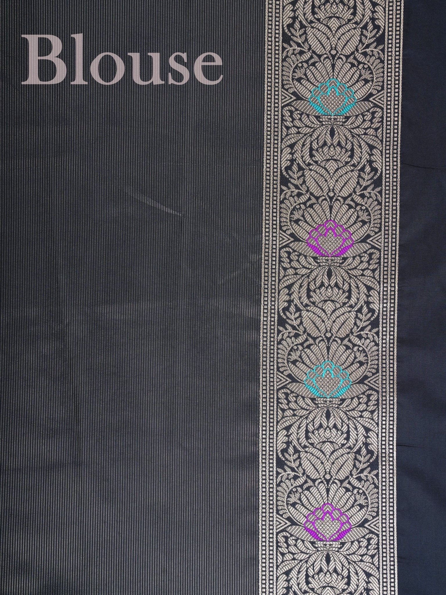 Katan Black Katan Semi Silk Manoranjitham Weaves - Handloom Store