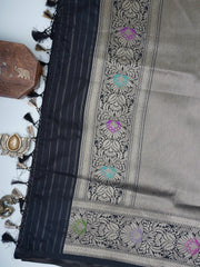 Katan Black Katan Semi Silk Manoranjitham Weaves - Handloom Store